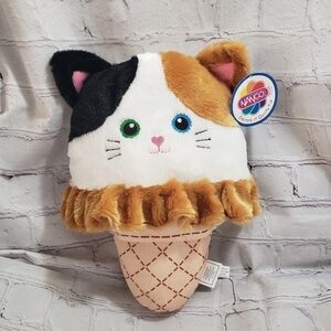 Nanco Calico Cat Ice Cream Cone Plush 12-inch Stuffed Animal Toy Year 2020 Tag